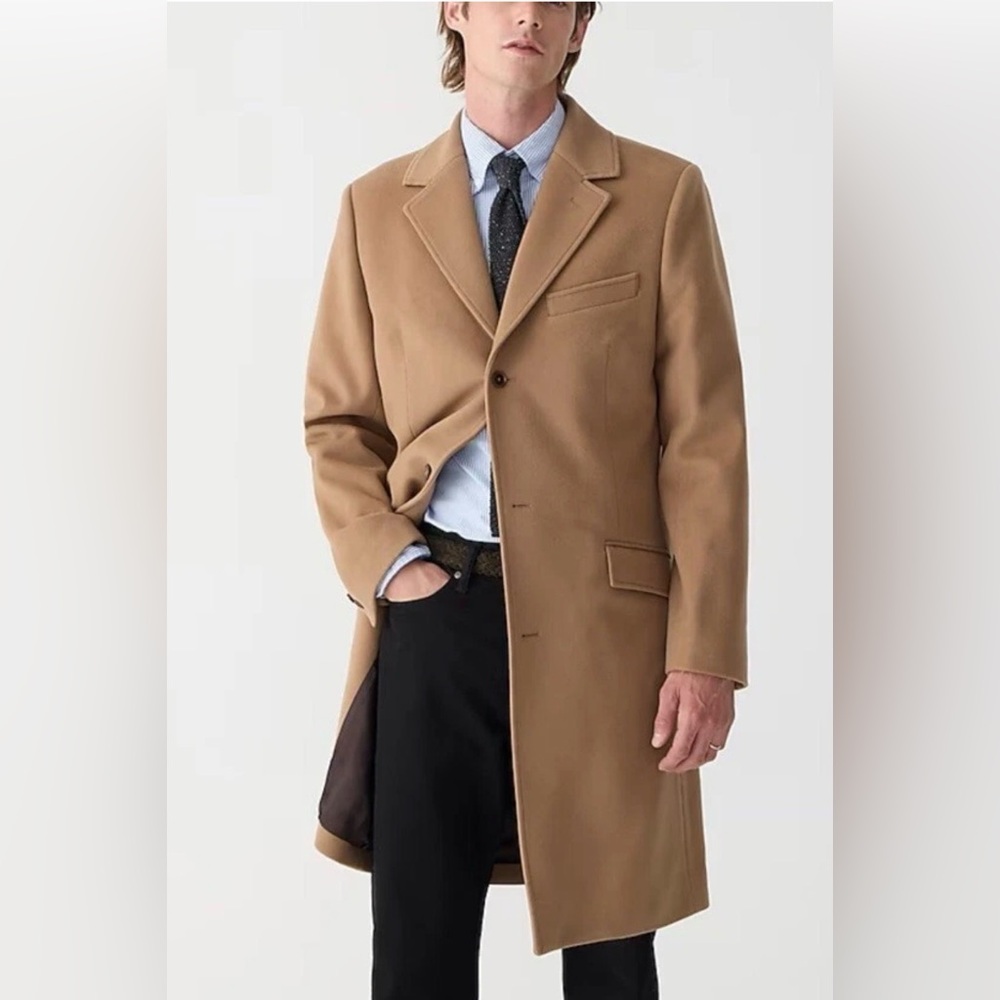 NWT J. Crew Ludlow Men’s Topcoat Size 40 S Wool Cashmere Blend Camel